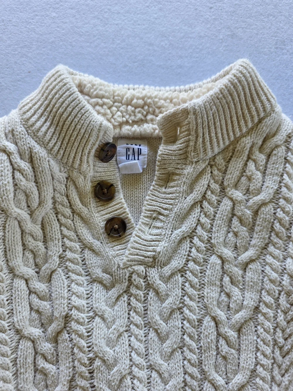 GAP Unisex Cream Cable-Knit Baby One-Piece Romper